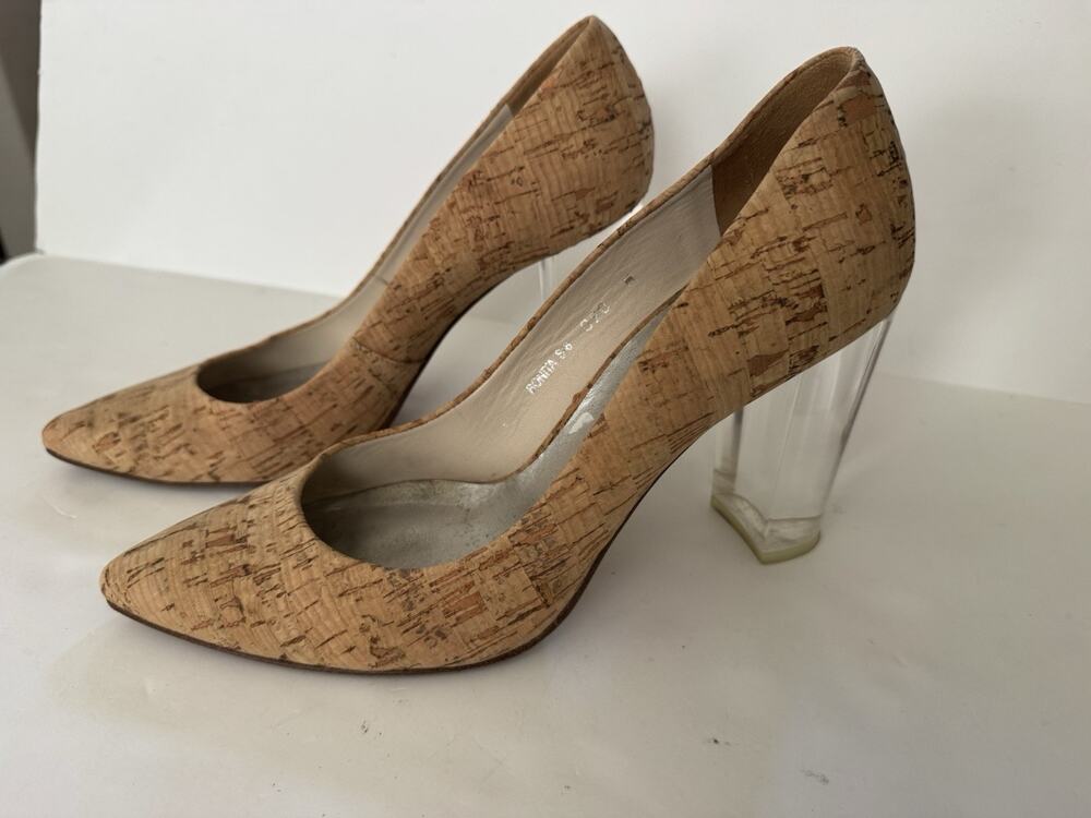 Donald Pliner Cork Bonita Women’s 9M Pumps Clear Heels Unique Hard To Find Shoes
